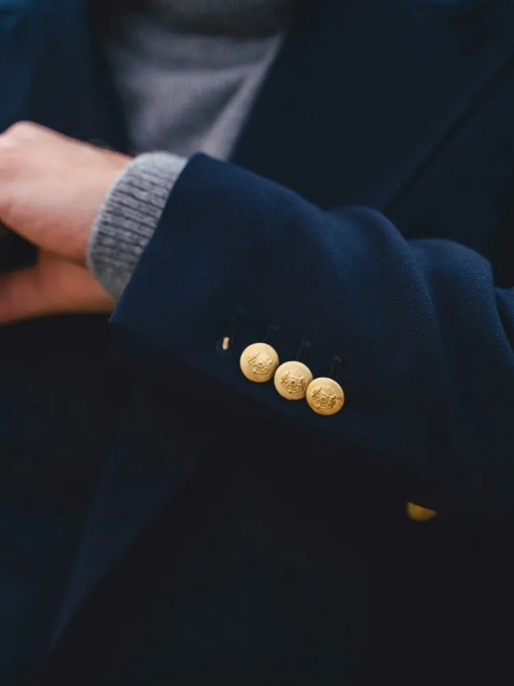 The Nines Costumes|Blazer Croisé*Blazer croisé bleu marine à boutons dorés - drop 4