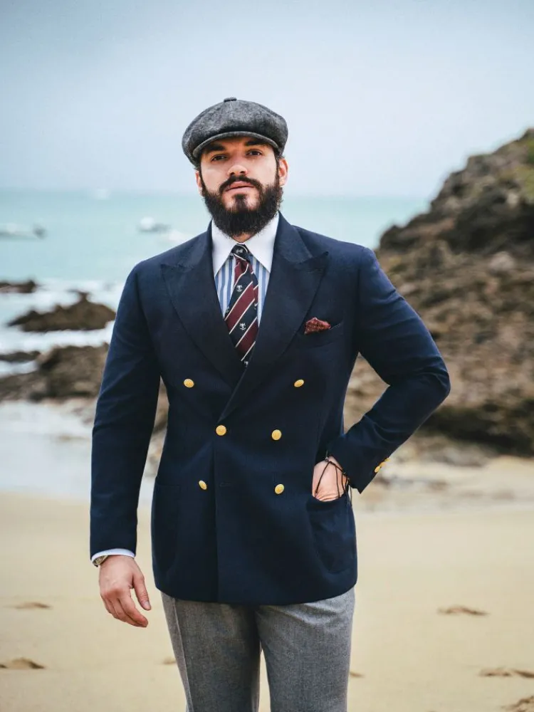 The Nines Costumes|Blazer Croisé*Blazer croisé bleu marine à boutons dorés - drop 4
