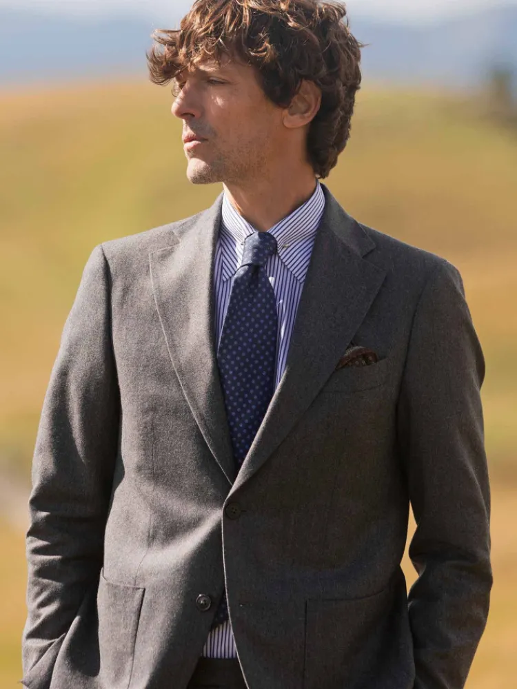 The Nines Costumes|Veste Casual*Blazer en flanelle gris laine et cachemire