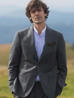 The Nines Costumes|Veste Casual*Blazer en flanelle gris laine et cachemire