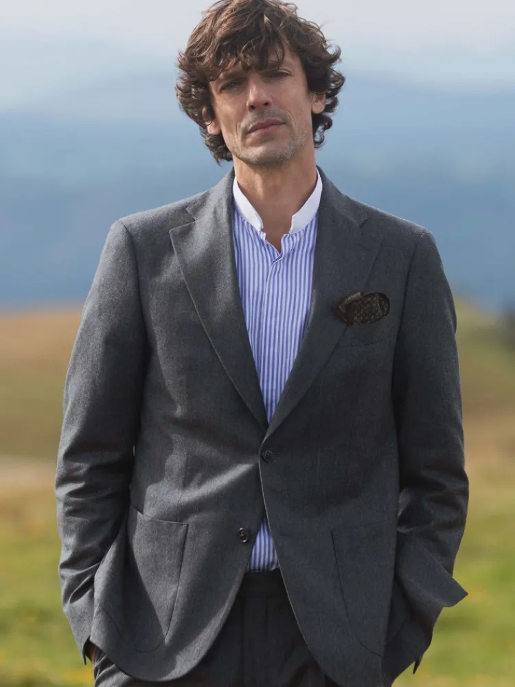 The Nines Costumes|Veste Casual*Blazer en flanelle gris laine et cachemire