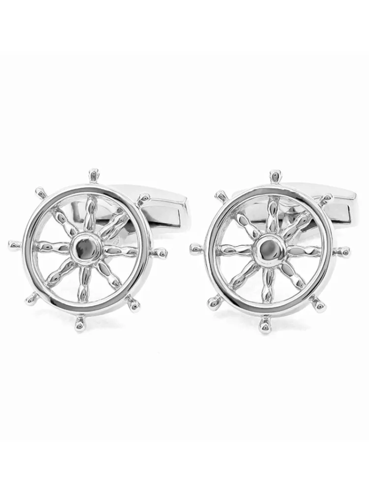 The Nines Bouton De Manchette Rond|Nautique*Boutons de manchette argent massif barre de navire