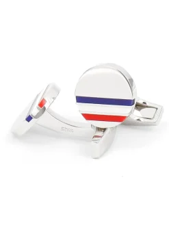 The Nines Bouton De Manchette Rond|Vive La France !*Boutons de manchette argent massif tricolores Cezembre