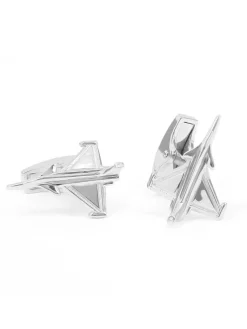 The Nines Bouton De Manchette Argent|Bouton De Manchette Argent Massif*Boutons de manchette argent massif avion de chasse rafale