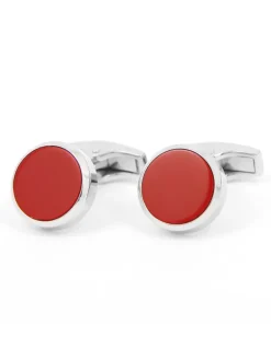 The Nines Bouton De Manchette Rond|Bouton De Manchette Rouge*Boutons de manchette argent massif rouge bordeaux Saint-Honoré