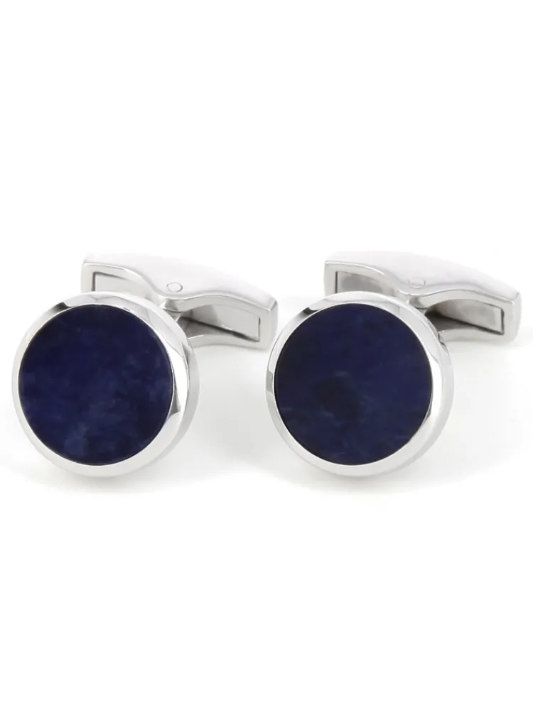 The Nines Bouton De Manchette Rond|Bouton De Manchette Bleu*Boutons de manchette argent massif ronds sodalite Saint-Honoré