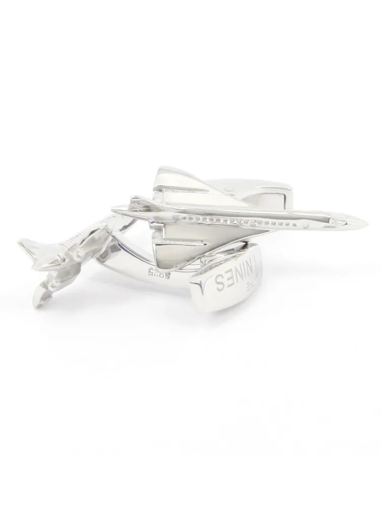 The Nines Aviation|Bouton De Manchette Argent Massif*Boutons de manchette avion argent massif concorde