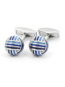 The Nines Bouton De Manchette Rond|Bouton De Manchette Bleu*Boutons de manchette boules nuances de bleus cambon
