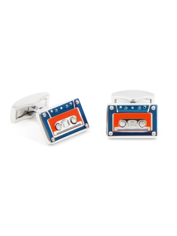 The Nines Bouton De Manchette Rectangle|Bouton De Manchette Bleu*Boutons de manchette cassette audio K7