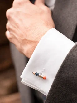 The Nines Bouton De Manchette Orange|Bouton De Manchette Bleu*Boutons de manchette crayon
