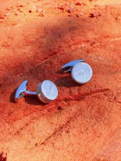 ARTICLE 22 Bouton De Manchette Rond|Bouton De Manchette Argent*Boutons de manchette en argent massif et bombes recyclées Ban Naphia