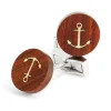 The Nines Bouton De Manchette Rond|Nautique*Boutons de manchette en bois ancre marine Dinard