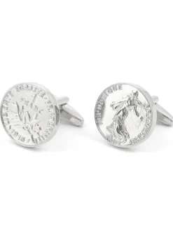The Nines Bouton De Manchette Rond|Bouton De Manchette Argent*Boutons de manchette franc