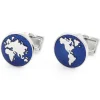The Nines Bouton De Manchette Rond|Bouton De Manchette Bleu*Boutons de manchette mappemonde globe trotter