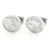 The Nines Bouton De Manchette Rond|Bouton De Manchette Argent*Boutons de manchette mappemonde rhodium globe trotter II
