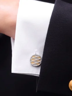The Nines Bouton De Manchette Rond|Bouton De Manchette Or*Boutons de manchette Miyazaki couleur or et argent