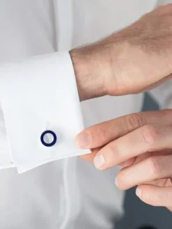 The Nines Bouton De Manchette Rond|Bouton De Manchette Bleu*Boutons de manchette nacre ronds bleus Nui
