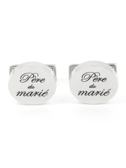 The Nines Bouton De Manchette Rond|Bouton De Manchette Argent*Boutons de manchette père du marié