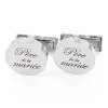 The Nines Bouton De Manchette Rond|Bouton De Manchette Argent*Boutons de manchette père de la mariée