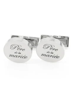 The Nines Bouton De Manchette Rond|Bouton De Manchette Argent*Boutons de manchette père de la mariée