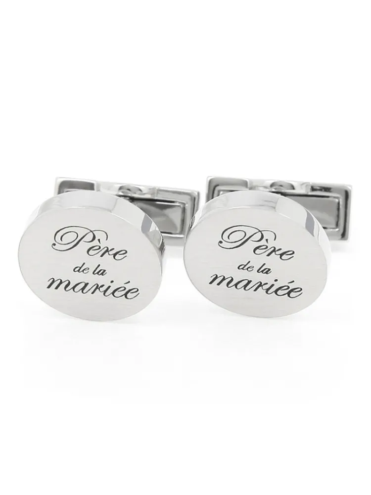 The Nines Bouton De Manchette Rond|Bouton De Manchette Argent*Boutons de manchette père de la mariée