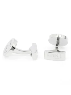 The Nines Bouton De Manchette Rond|Bouton De Manchette Argent*Boutons de manchette père de la mariée