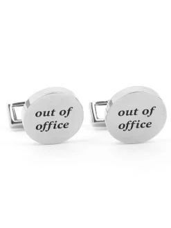 The Nines Bouton De Manchette Argent|Bouton De Manchette Rond*Boutons de manchette ronds gravés out of office