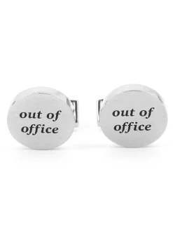 The Nines Bouton De Manchette Argent|Bouton De Manchette Rond*Boutons de manchette ronds gravés out of office