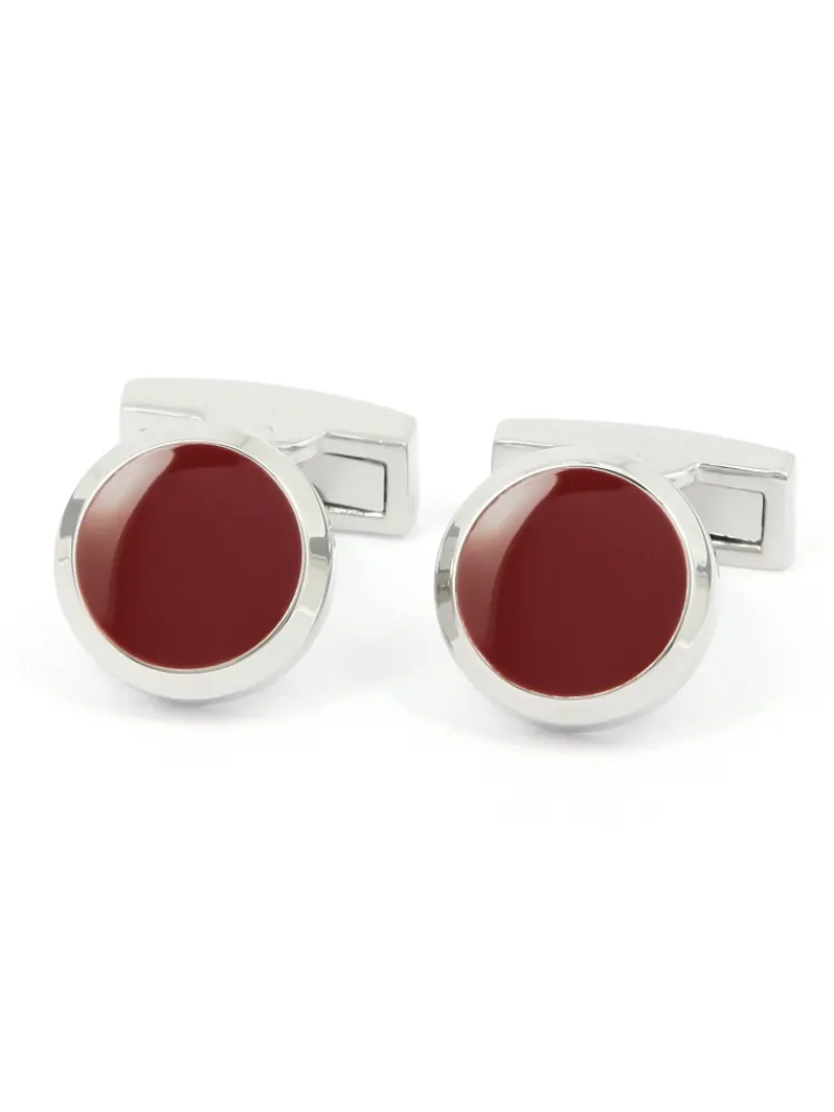 Maison du Bouton de Manchette Bouton De Manchette Rond|Bouton De Manchette Rouge*Boutons de manchette ronds bordeaux Montreux II