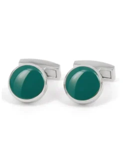 Maison du Bouton de Manchette Bouton De Manchette Rond|Bouton De Manchette Vert*Boutons de manchette ronds vert thym - Montreux II