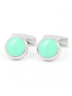 Maison du Bouton de Manchette Bouton De Manchette Vert|Mariage*Boutons de manchette ronds vert aqua Montreux II
