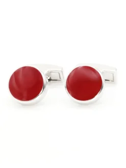 Maison du Bouton de Manchette Bouton De Manchette Rond|Bouton De Manchette Rouge*Boutons de manchette ronds rouge rubis Montreux II