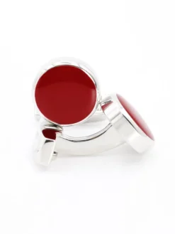 Maison du Bouton de Manchette Bouton De Manchette Rond|Bouton De Manchette Rouge*Boutons de manchette ronds rouge rubis Montreux II