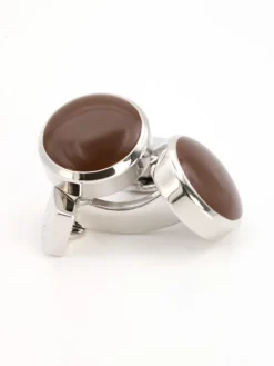 The Nines Bouton De Manchette Rond*Boutons de manchette ronds marron Montreux II