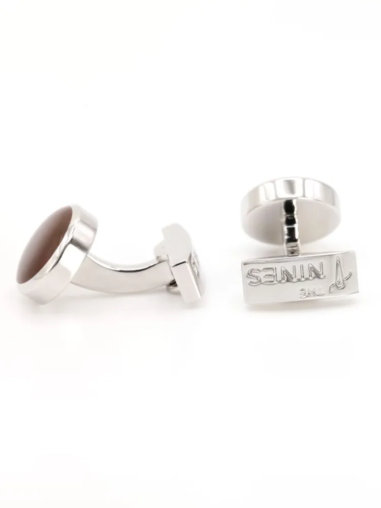 The Nines Bouton De Manchette Rond*Boutons de manchette ronds marron Montreux II