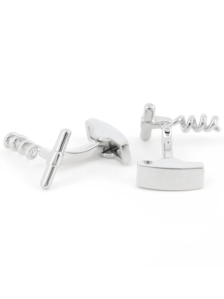 Maison du Bouton de Manchette Bouton De Manchette Argent|Vins Et Spiritueux*Boutons de manchette tire-bouchon Pommard