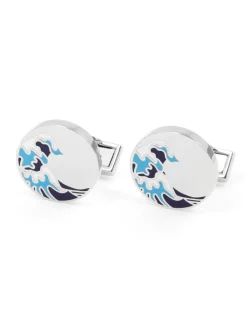 The Nines Bouton De Manchette Rond|Bouton De Manchette Argent*Boutons de manchette vague belharra