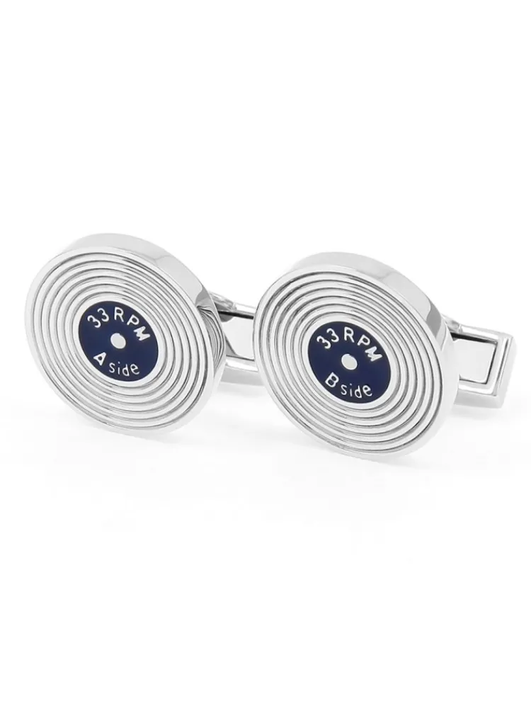The Nines Bouton De Manchette Rond|Bouton De Manchette Bleu*Boutons de manchette vinyle 33 Rpm