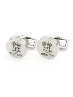 The Nines Bouton De Manchette Rond|Bouton De Manchette Argent*Boutons de manchette vélo keep calm and ride on