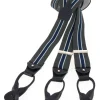 The Nines Bretelles Homme*Bretelles homme rayées gris et bleu à boutons