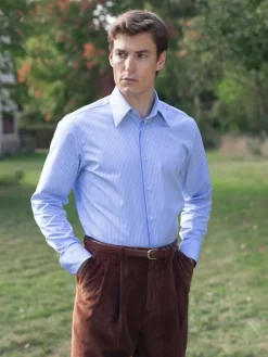 The Nines Ceinture Homme Fine*Ceinture fine marron boucle dorée en cuir - Gab