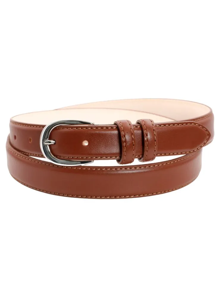 The Nines Ceinture Homme Fine|Ceinture Cuir*Ceinture fine marron boucle argentée en cuir - Gab