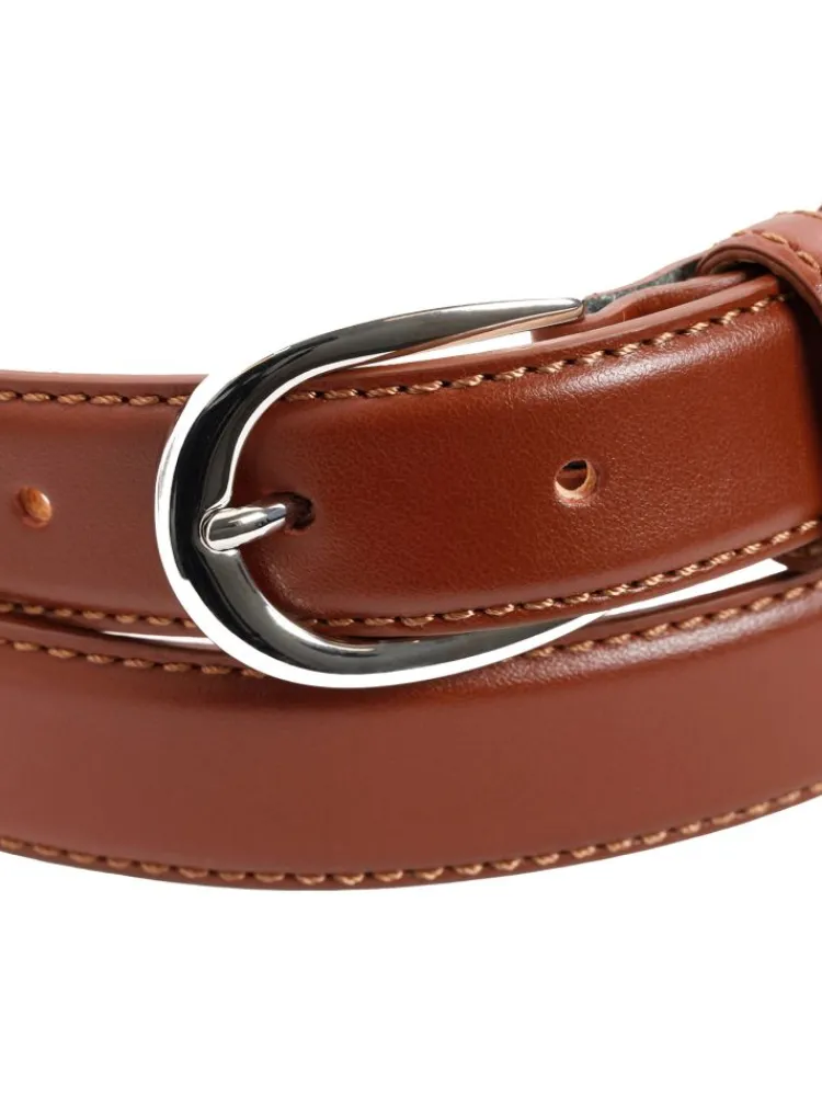 The Nines Ceinture Homme Fine|Ceinture Cuir*Ceinture fine marron boucle argentée en cuir - Gab