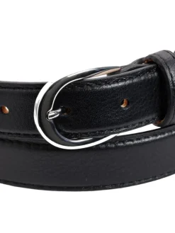 The Nines Ceinture Homme Fine|Ceinture Cuir*Ceinture fine noire boucle argentée en cuir - Gab