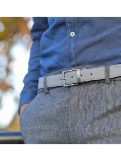 The Nines Ceinture Réversible|Ceinture Nubuck*Ceinture réversible bleu marine cuir et gris nubuck - Clint