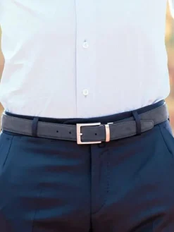 The Nines Ceinture Réversible|Ceinture Nubuck*Ceinture réversible bleu marine cuir et nubuck - Clint