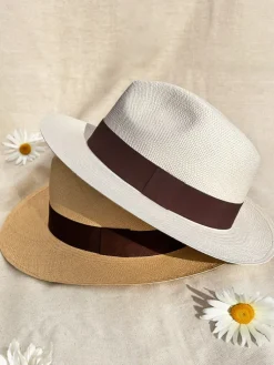 The Nines Chapeau Panama*Chapeau panama blanc galon taupe