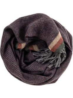 The Nines Écharpe Homme*Écharpe bordeaux à motif prince-de-galles et bandes colorées
