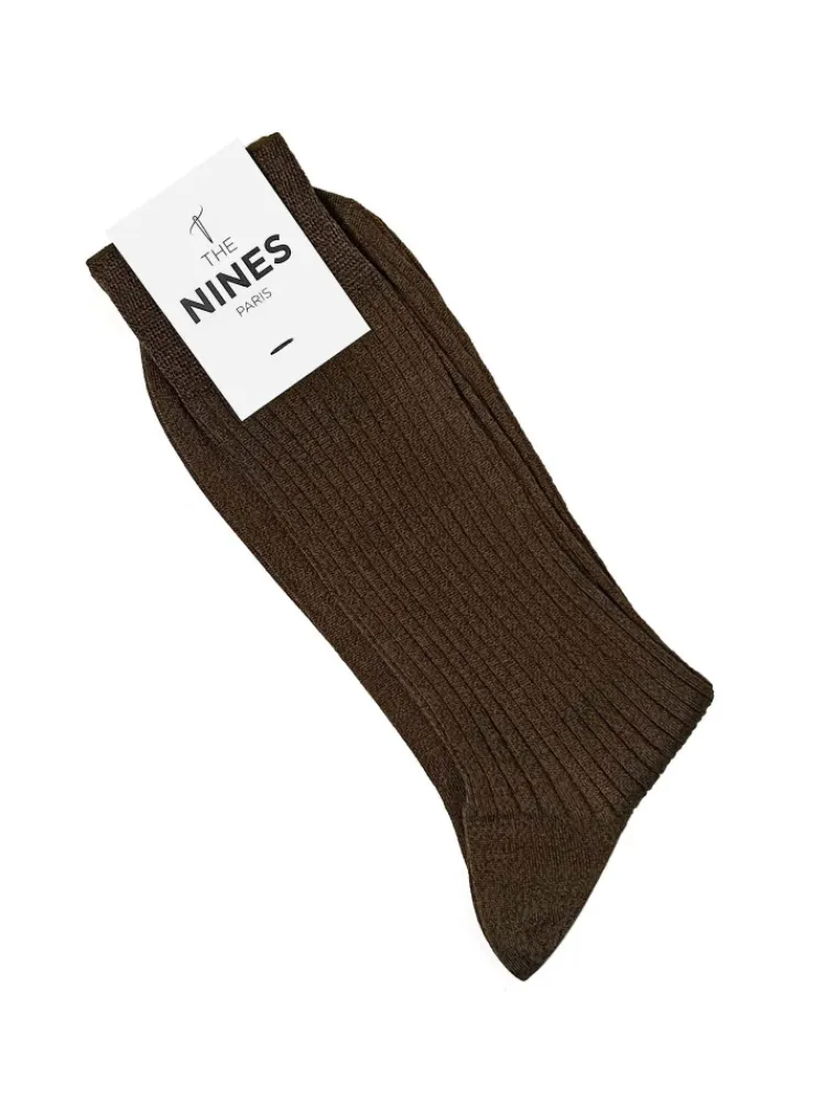 The Nines Chaussettes Fil D'Écosse*Chaussette fil d'Écosse marron chiné