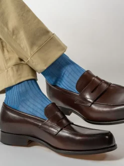 The Nines Chaussettes Fil D'Écosse*Chaussettes fil d'Écosse bleu azur